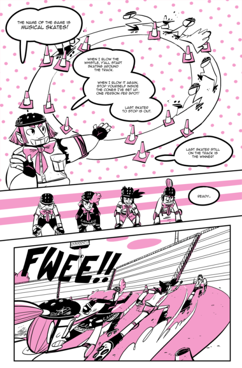 If you haven’t been reading my roller derby magical girl comic, here’s just a bit of wha