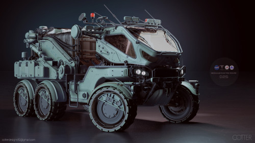 theartofmany:  Artist:  Joshua CotterTitle:  D25 Modular Rover“The D25 modular rover is a modular platform that can be used for a variety of functions, All of the parts can be switched quickly at a swapping station This particular one is used to transport