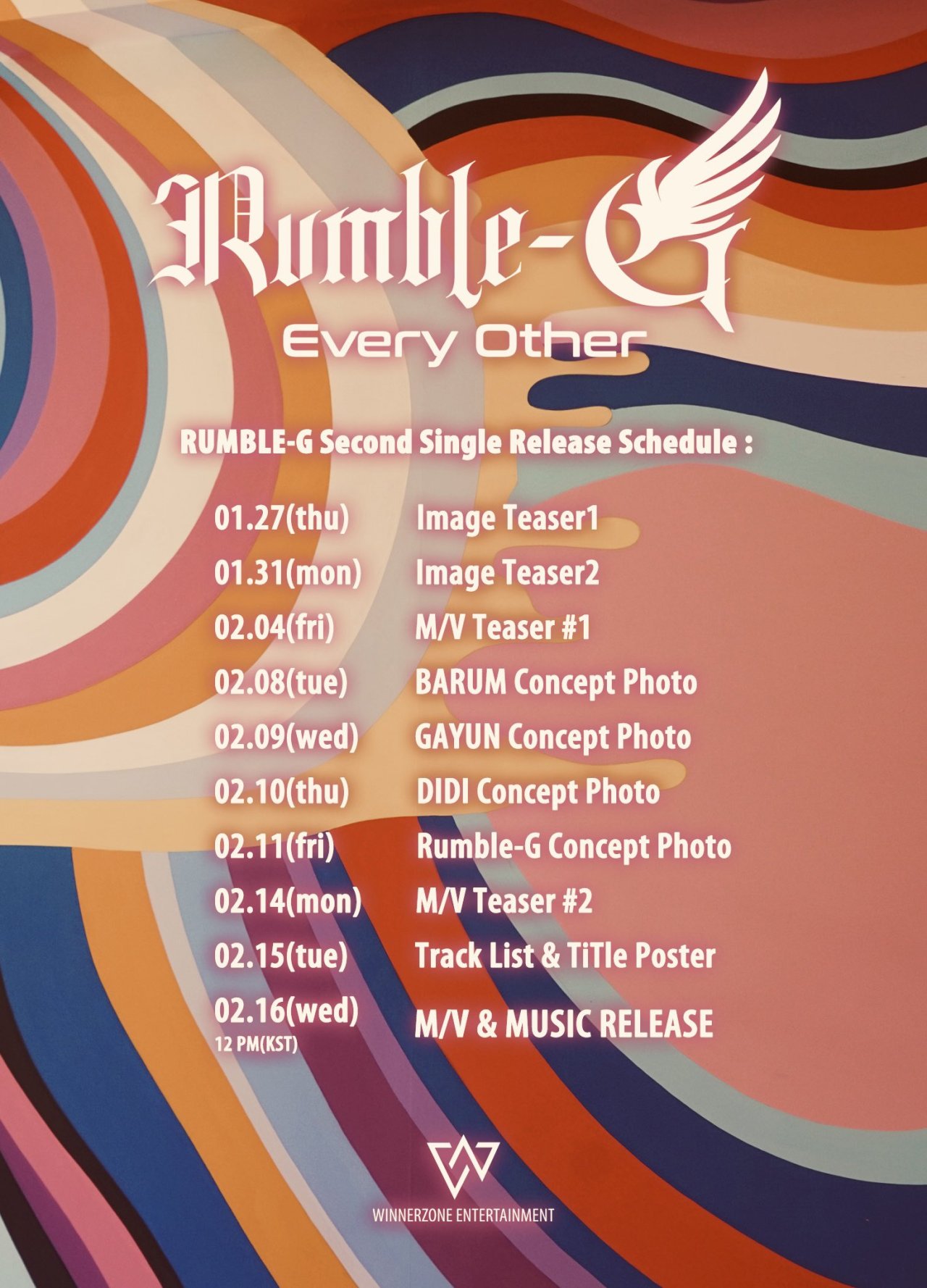 Rookie girl group Rumble-G has released the schedule for their upcoming 2nd single “Every Other” which is scheduled to be released on February 16th. #rumble-g#teaser#schedule#rumble-g: teaser#rumble-g: schedule #rumble-g: every other