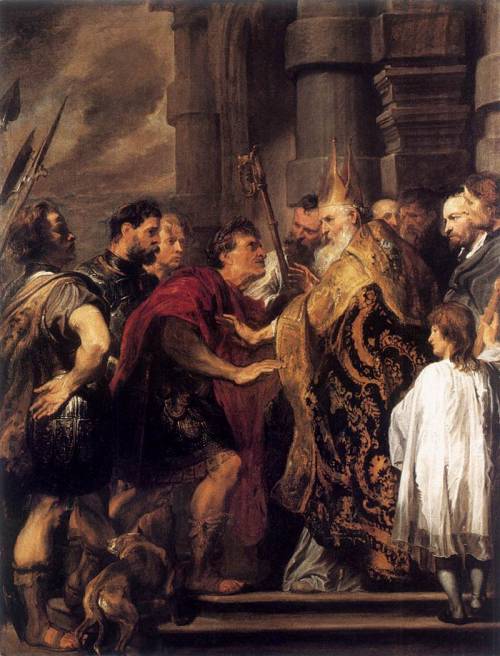 Emperor Theodosius Forbidden by St Ambrose To Enter Milan Cathedral, 1620, Anthony van DyckMedium: o