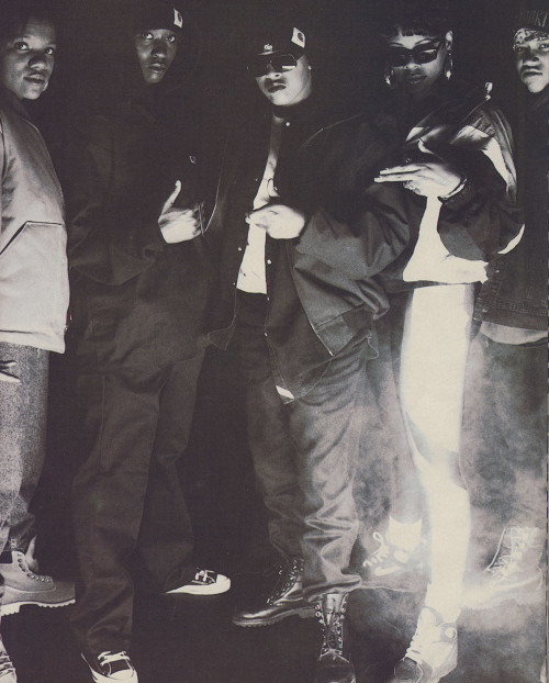 Salute the Hip-Hop Queens!Nikki D, Dee, Boss, LeShaun and Hurricane G.Photo by Sue Kwon. 1993.