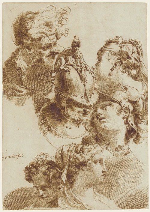 geritsel:Gaetano Gandolfi - portrait studies in pen and sepia ink