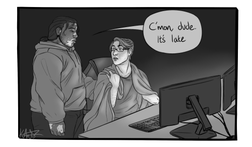 A short grimmons comic for my rvb modern au: “Bedtime”Simmons overworks himself (to no ones surprise