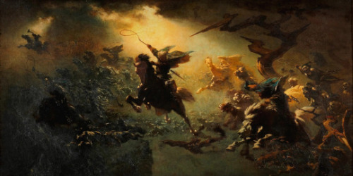 gabriel-romero81:  The Wild Hunt by Johann Wilhelm Cordes.Peter Nicolai Arbo, The Wild Hunt.Franz von Stuck, The Wild Hunt.The Wild Hunt (detail) by Franz von Stuck.M.C. Goodwin - Huntress (After Gustave Courbet).