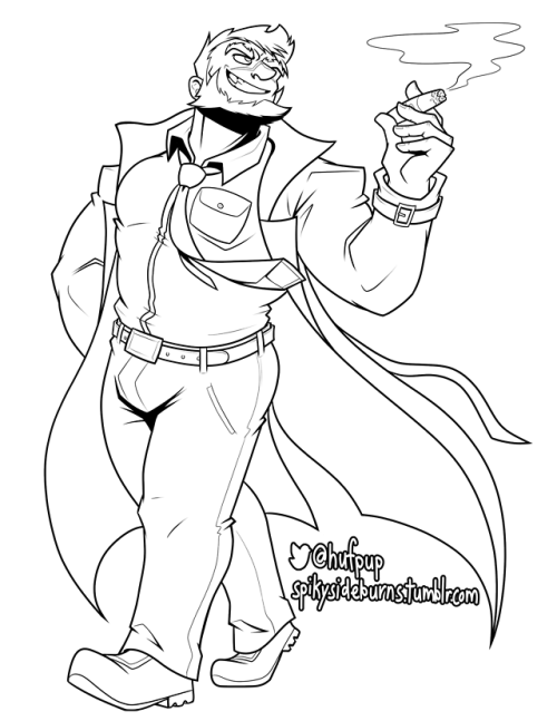 spikysideburns: Here’s a lined fullbody commission I did for @BaraDetectives from Twitter! His OC Mi