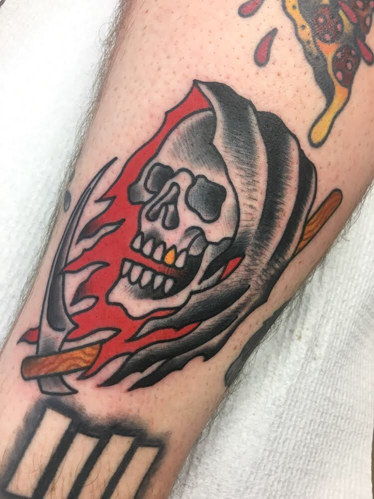 Sunset Tattoo — Traditional Grim Reaper tattoo done by TomTom...