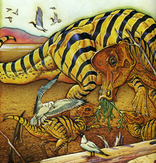 Some good old-fashioned dinosaurs from William Stout’s classic The Dinosaurs.