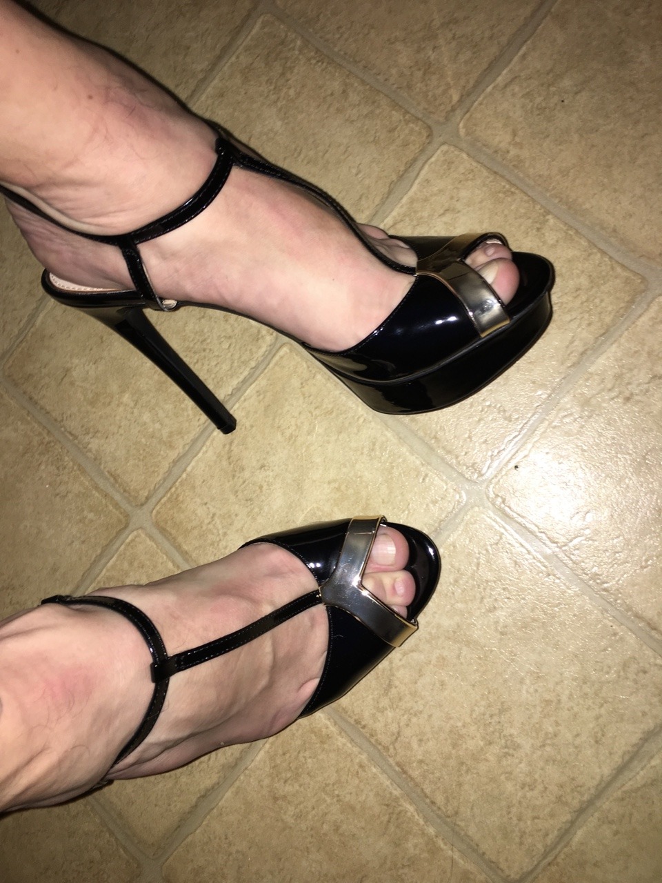 Love my new slut shoes  What color nail polish should I get ??  Yours truly sissy