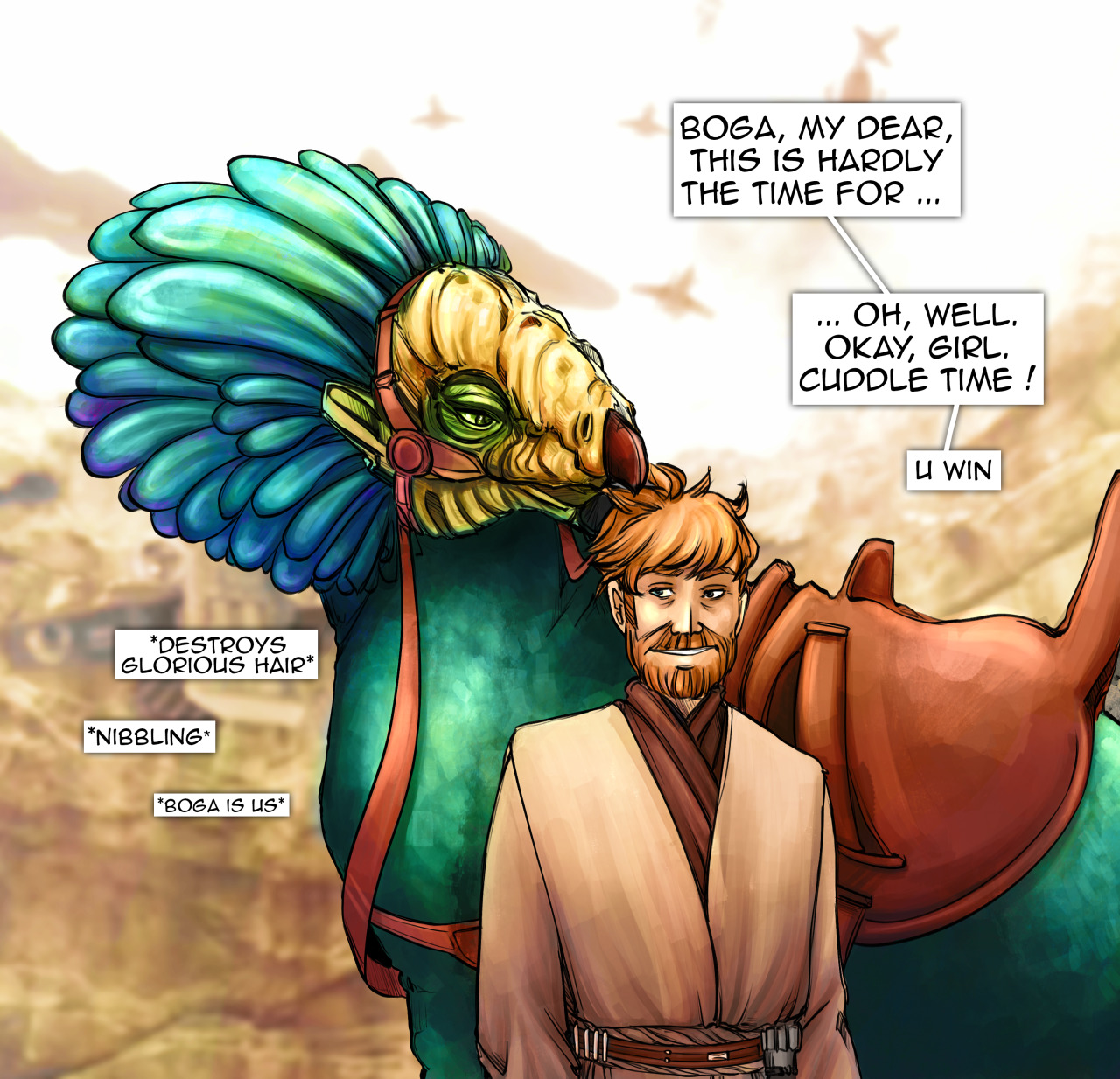 Oh, you're cold? — Boga is a sweetheart and Obi Wan is weak