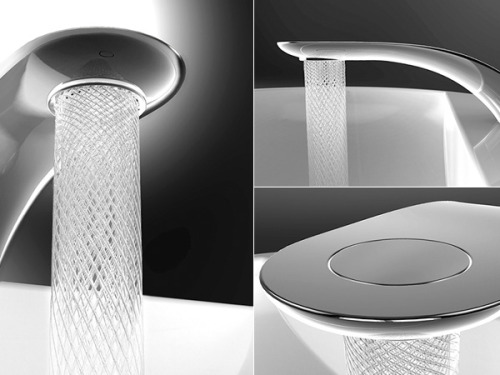 Designer Simin Qui’s energy-efficient and water-conserving Swirl Faucet switches from a normal strea