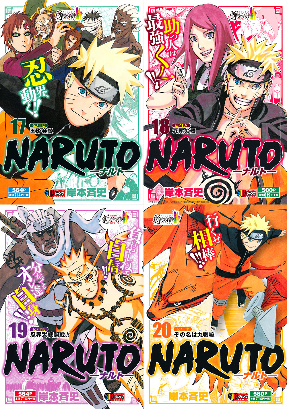 red-beet-soup:  All the volume covers of Naruto remix edition 