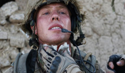 semperannoying:  &ldquo;It winded me like I’ve never been winded. I was thinking, I’ve been shot in the neck, it’s game over.” Lance Corporal Simon Moloney, of the Blues and Royals, fought on despite being shot in the neck during a battle with