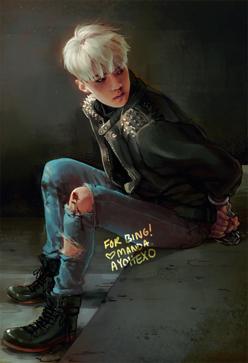 ayohexo:  art trade with meltedicecubes  ♥ ♥ ♥ ♥ ♥ this was so fun to paint aahhh!! HUHUHU DO NOT EDIT OR REPOST  