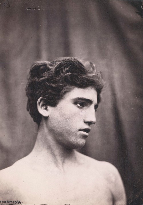 beyond-the-pale:Head and shoulders of a young man, Taormina, Sicily, ca. 1890’sWilhelm von Gloeden a