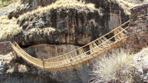 atlasobscura:  The Last Handwoven Bridge - Canas, Peru Known as keshwa chaca, this is the only remai