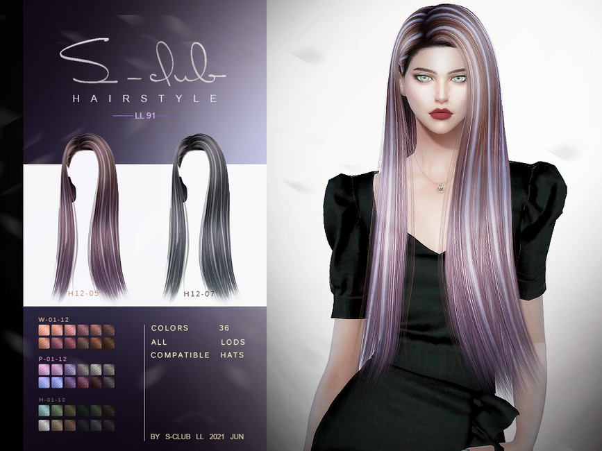 Emily CC Finds — S-Club ts4 LL Hair N91 Created for: The Sims 4...