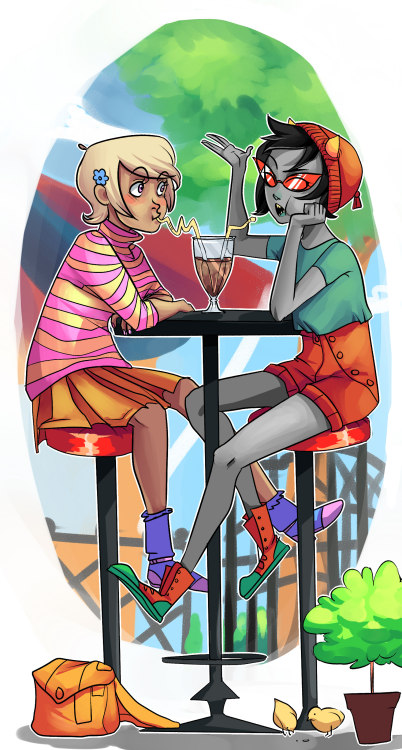 disteal:Roughie of some cool girls drinking milkshakes