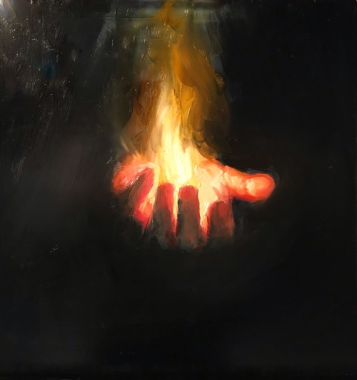 forestgreenlesbian:Hand Candle paintings by Paul Benney