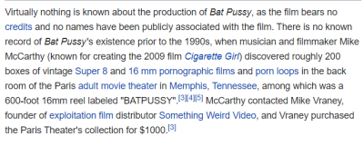 foulserpent:foulserpent:Bat Pussy has one of my favorite origins of any film of all