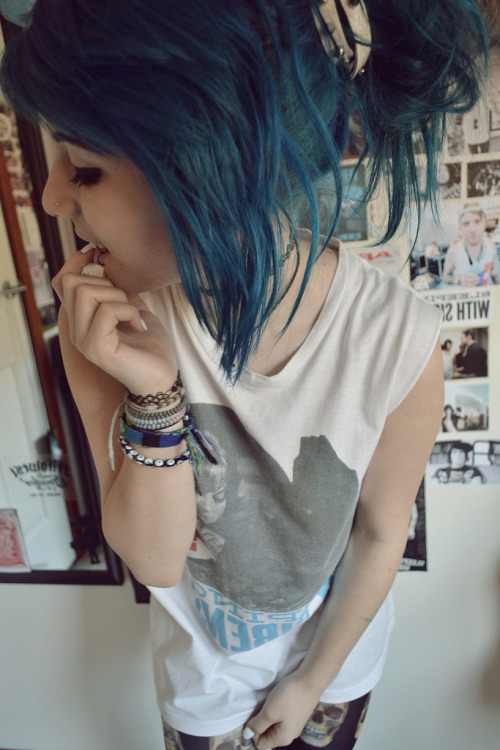 Emo girl blue hair