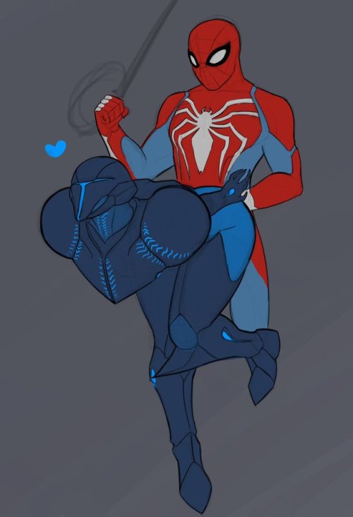 Spider-Man taking care of Dark Samus