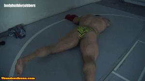 bodybuilderjobbers:  Helped to a sitting position and then gut punched to keep the