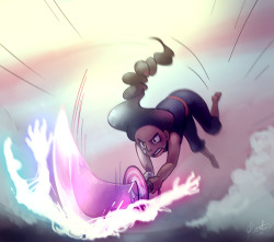 eviart: Connie fighting with Rose’s sword.