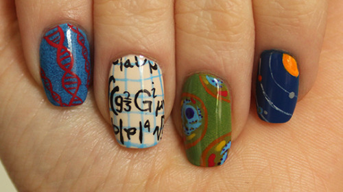 miniaturemasterpieces: In case anyone needs inspiration for Saturday!!! March For Science Nails! :)T