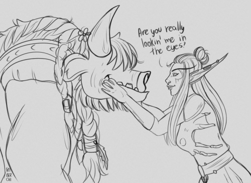 Warcraft doodles dump Niyok, the tauren, belongs to rhee.gw2 on instagram