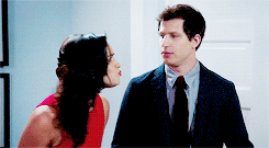 brookheimers:  Jake and Amy looking at each other in sync (requested by anonymous)