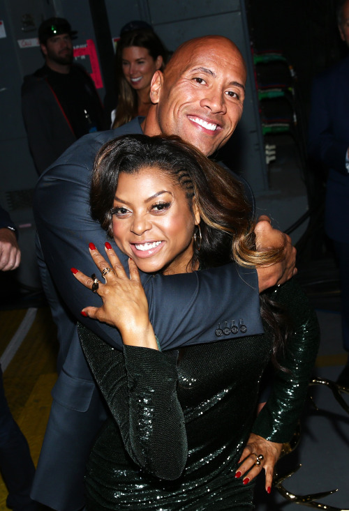 celebritiesofcolor:Dwayne Johnson and Taraji P. Henson attend Spike TV’s Guys Choice 2015 at Sony Pi