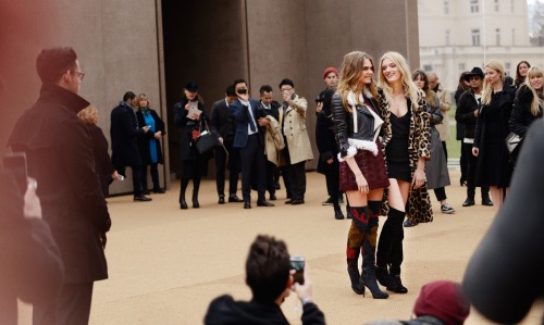 Cara Delevingne and Lily Donaldson Outside Burberry Prorsum Fall Winter 2015, Kensington Gardens, 23