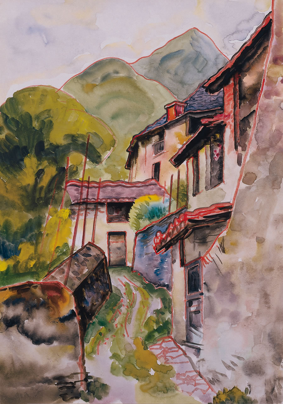weepingwidar:Heribert Fischer-Geising (German, 1896-1984) - Shop in Miglieglia (1964)