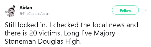 gahdamnpunk:There was a school shooting in Florida with at least 14 injured people. According to som