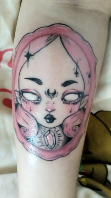 loll3:  goodnightpsycho:  I got my first tattoo!!Art work done by Loll3Tattoo done at Welchy’s Tattoo Studio   ♡ another lovely pic of Pink Witch tattoo ♡ 