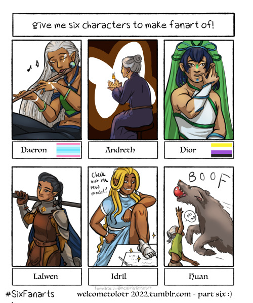 welcometolotr:card six, complete! (one + two (all trans) + three + four (all aspec) + five)- Daeron 