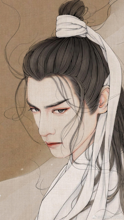 Character of Chinese costume drama Ashes of Love: Runyu 润玉. Illustration by 千景绘STUDIO. 