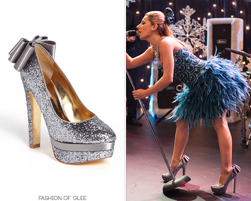 fashionofglee: Glitter, a double platform, and a bow - are these not the most Sugar-appropriate shoe