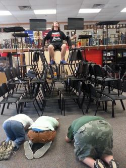 dave-strider-dick-rider-413: 2srooky:  contra-indication:  sramister:  Our Band director wasn’t at school.  what is it about band kids everywhere that, when left alone, we all do the same thing and build forts, thrones, and barricades in the band room?