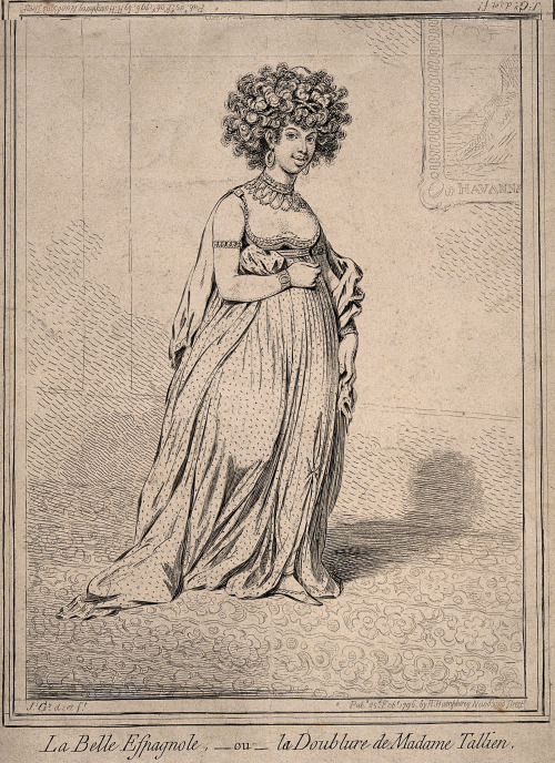 “La Belle Espagnole - ou- la Doublure de Madame Tallien”; etching by J. Gillray after hi