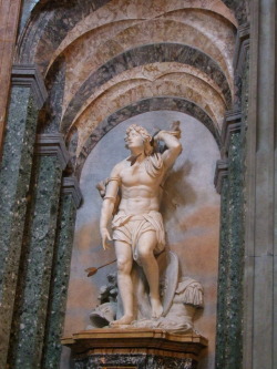 fuckyeahstsebastian:  San Sebastiano, by P.P.Campi, 18th c. Rome, Piazza Navona, Chiesa di Sant'Agnese in Agone
