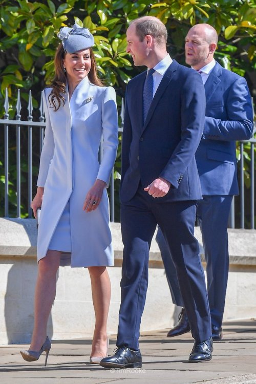 theroyalweekly: Catherine Duchess of Cambridge and Prince William attend #EasterSunday Service at St