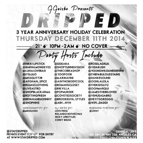 Come celebrate with me tonight at @stayDRIPPED 3rd Anniversary Party!! NO COVER but RSVP at www.stay
