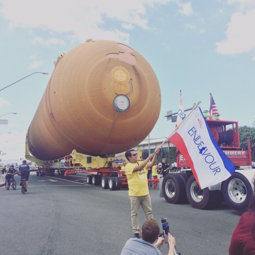 Last Space Shuttle External Tank Arrives At California Science Center.