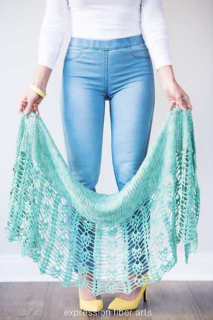 nesting-tendencies:Pistachio Falls Crescent Shawl by Kristina Smiley on Ravelry