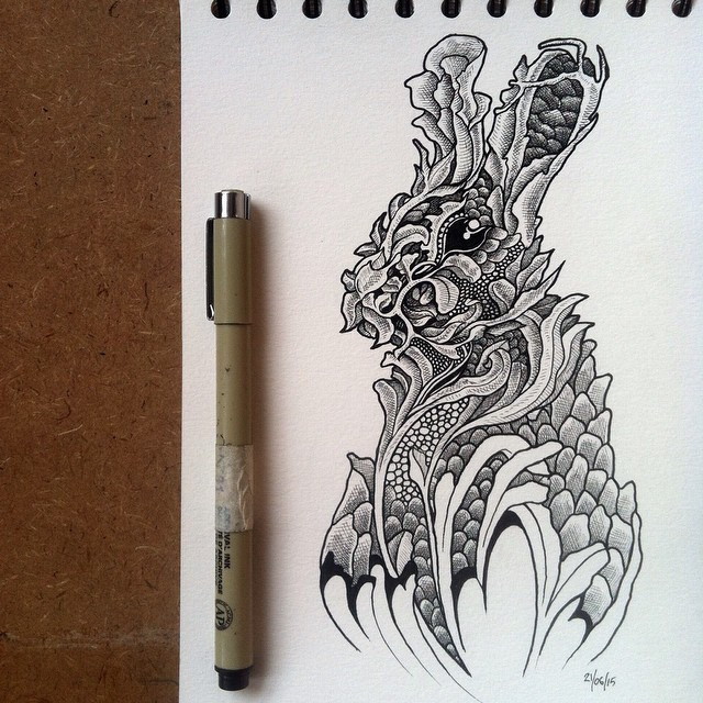 mymodernmet:  Muthahari Insani’s Intricate Pen Drawings Beautifully Combine Animals