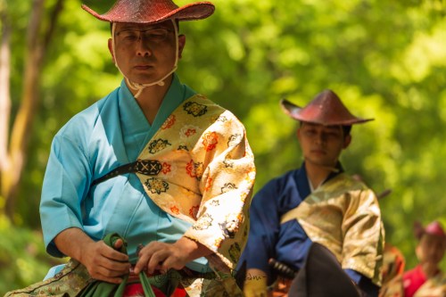 Various pictures of the participants of the annual “Yabusame Matsuri” at Shimogamo jinja