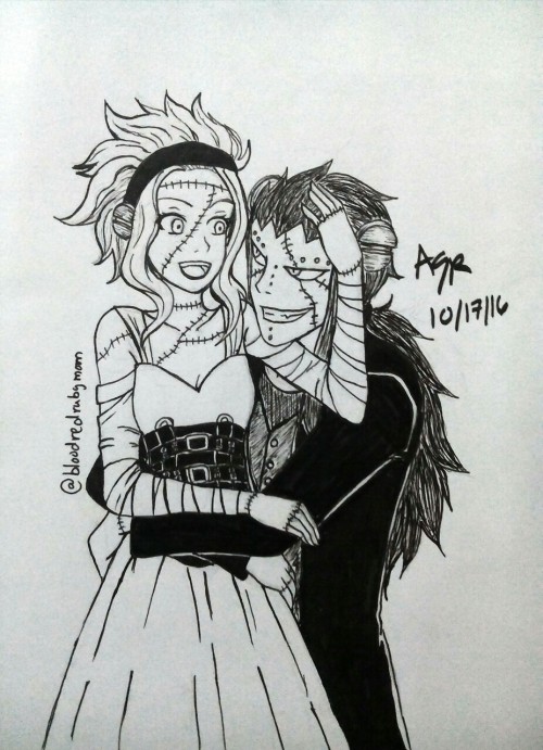 bloodredruby:  bloodredrubymoon:  Halloween Costumes (Gajevy Version) Frakenstein and His Bride   ohohoho gonna be one of my faves, i like how this turned out   @phantompierce-okamoto ofc levy is gonna chose something from a novel dont you think so? ;)