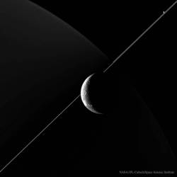 In the Company of Dione #nasa #apod  #satellite #moon #dione #planet #saturn #spacecraft #probe #cassini #rings #enceladus #solarsystem #space #science #astronomy