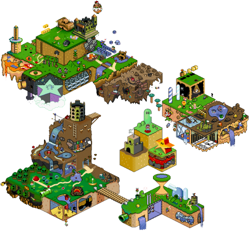 popsiclegun:  Mario & Luigi Superstar Saga, Yoshi’s Island, Super Mario Bros. 3, and Super Mario world made into isometric landscapes by various artists. Info on the project and artists as well as more collaborations - HERE 